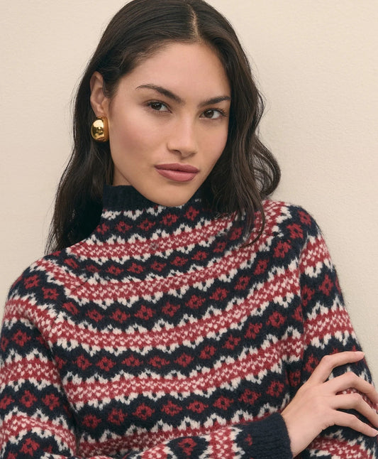 Wool Blend Funnel-Neck Fair Isle Sweater | Brooks Brothers sale