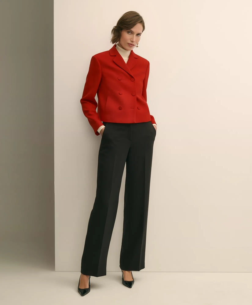 Wool Blend High-Waisted Wide-Leg Pant | Brooks Brothers online shop