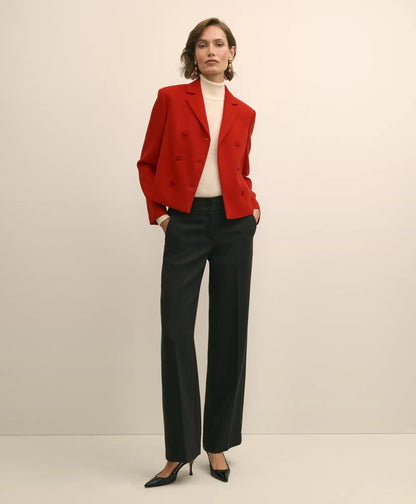 Wool Blend High-Waisted Wide-Leg Pant | Brooks Brothers online shop