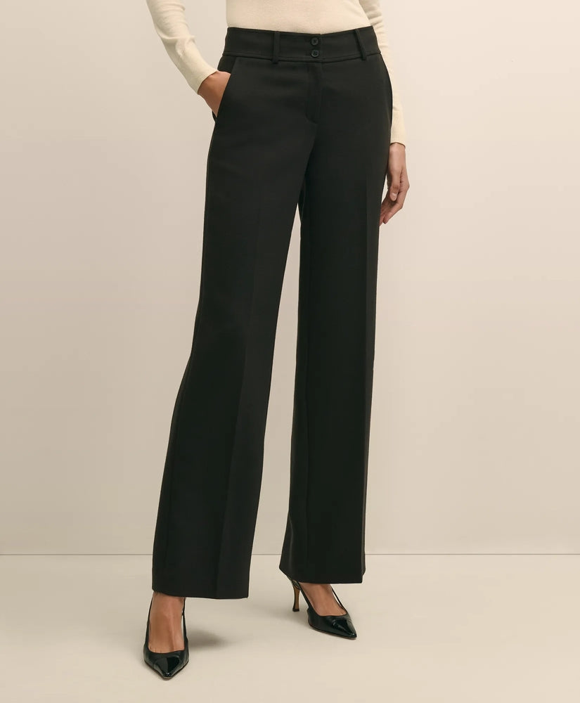 Wool Blend High-Waisted Wide-Leg Pant | Brooks Brothers online shop
