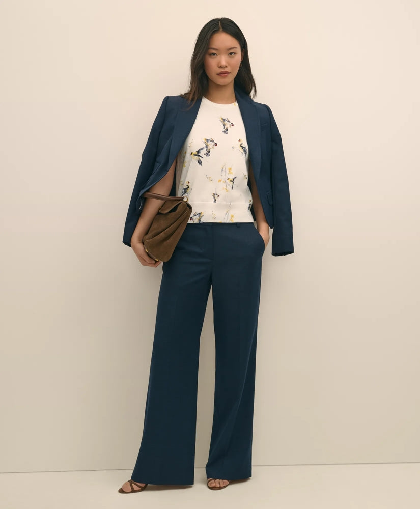 Wool Blend Hopsack Wide-Leg Pants | Brooks Brothers on sale