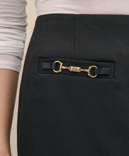 Wool Blend Horsebit-Trim Pencil Skirt | Brooks Brothers sale