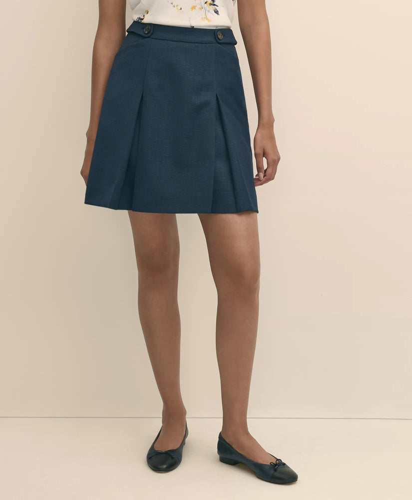 Wool Blend Pleated Hopsack A-Line Skirt | Brooks Brothers discount