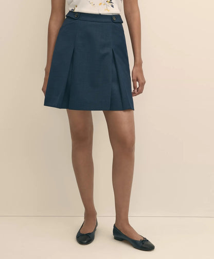 Wool Blend Pleated Hopsack A-Line Skirt | Brooks Brothers discount