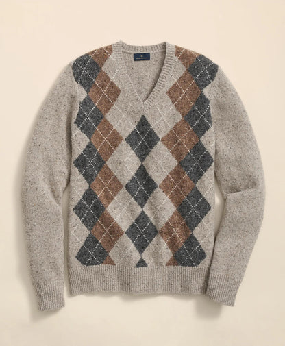 Wool Blend V-Neck Argyle Sweater | Brooks Brothers discount