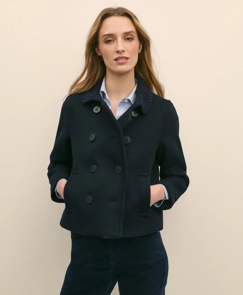 Wool Cropped Peacoat With Sweater Collar | Brooks Brothers sale