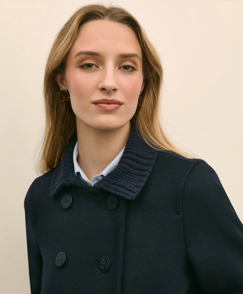 Wool Cropped Peacoat With Sweater Collar | Brooks Brothers sale