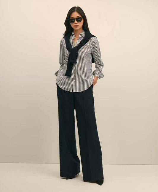 Wool Flannel High Waisted Wide-Leg Pant | Brooks Brothers for sale