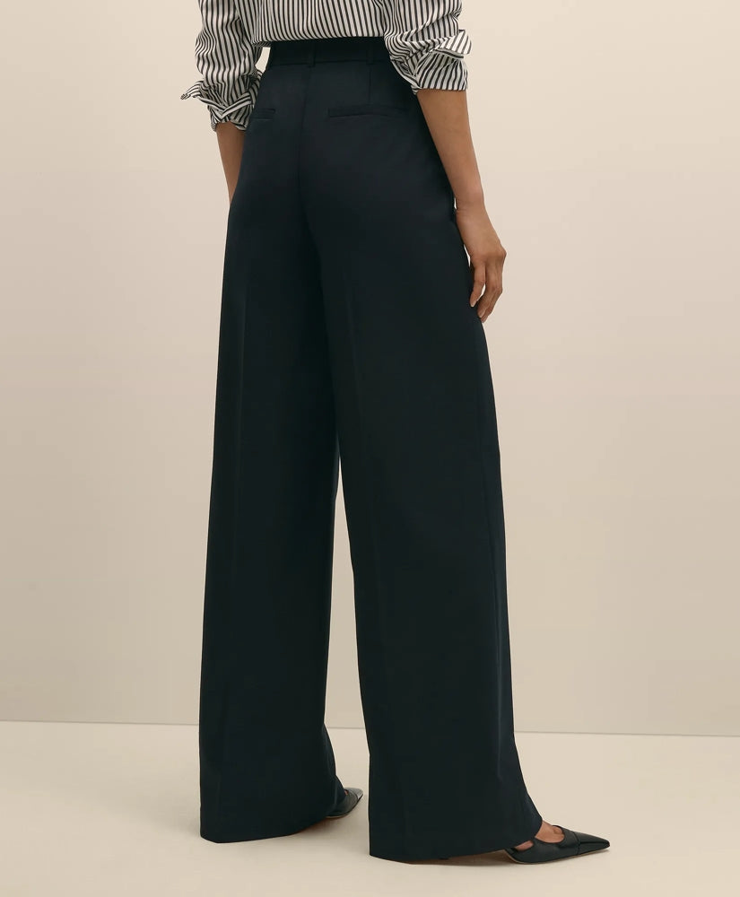 Wool Flannel High Waisted Wide-Leg Pant | Brooks Brothers for sale