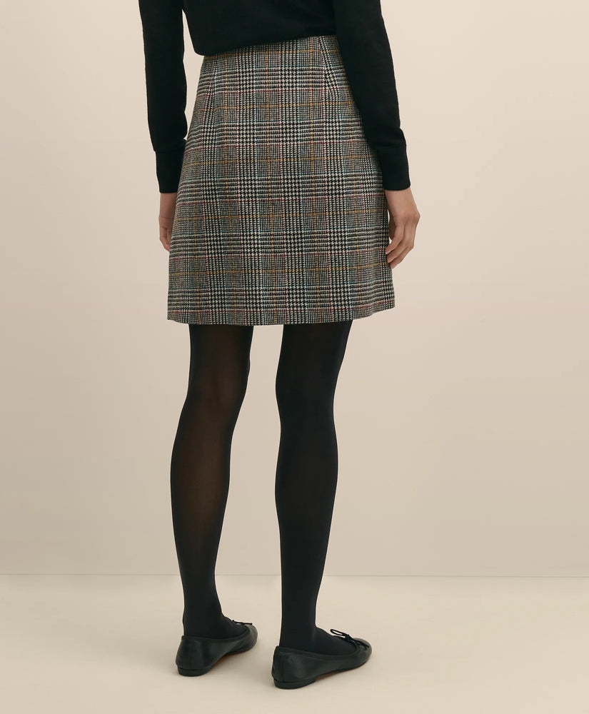 Wool Multi-Check Wrap Mini Skirt | Brooks Brothers online shop