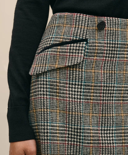 Wool Multi-Check Wrap Mini Skirt | Brooks Brothers online shop