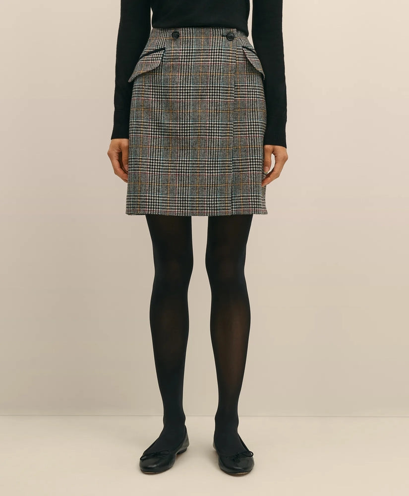 Wool Multi-Check Wrap Mini Skirt | Brooks Brothers online shop