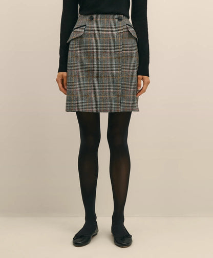 Wool Multi-Check Wrap Mini Skirt | Brooks Brothers online shop