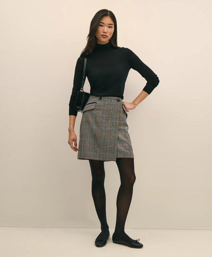 Wool Multi-Check Wrap Mini Skirt | Brooks Brothers online shop