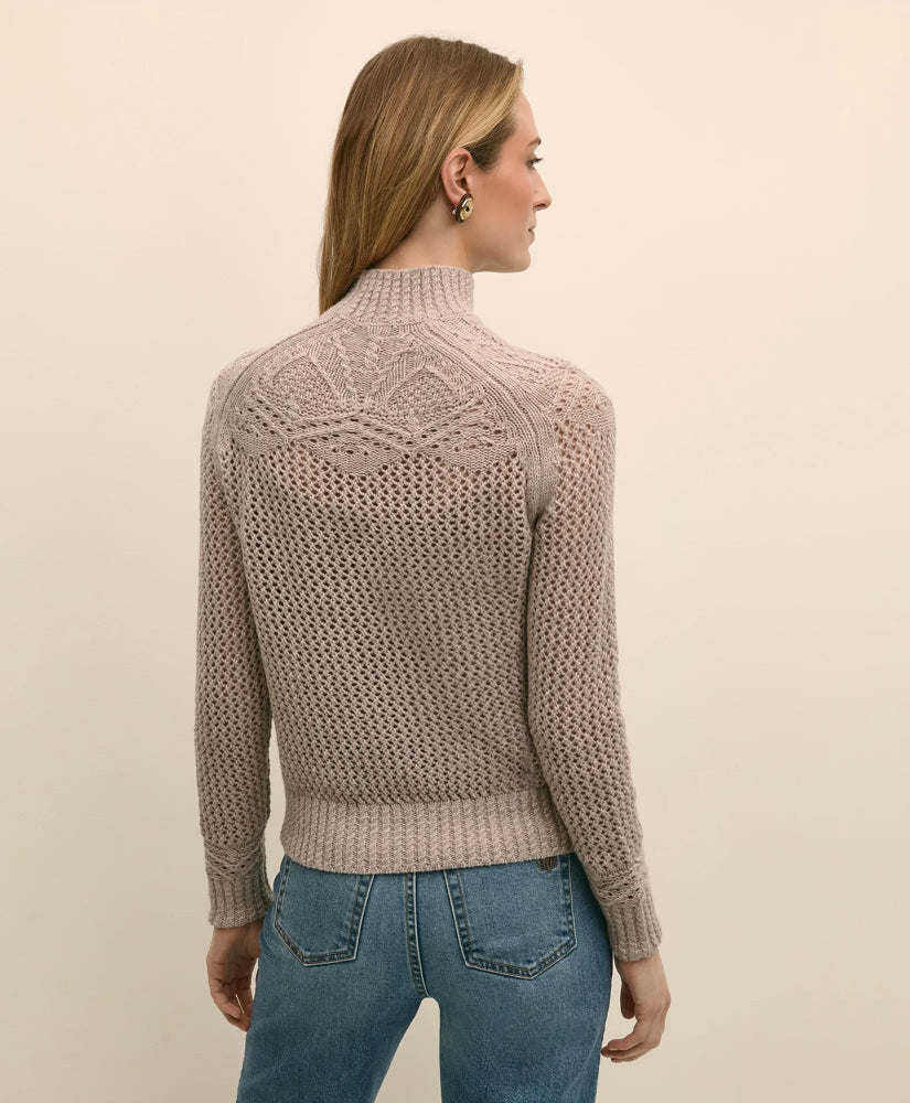 Wool Pointelle Open Knit Mock Neck Sweater | Brooks Brothers for sale
