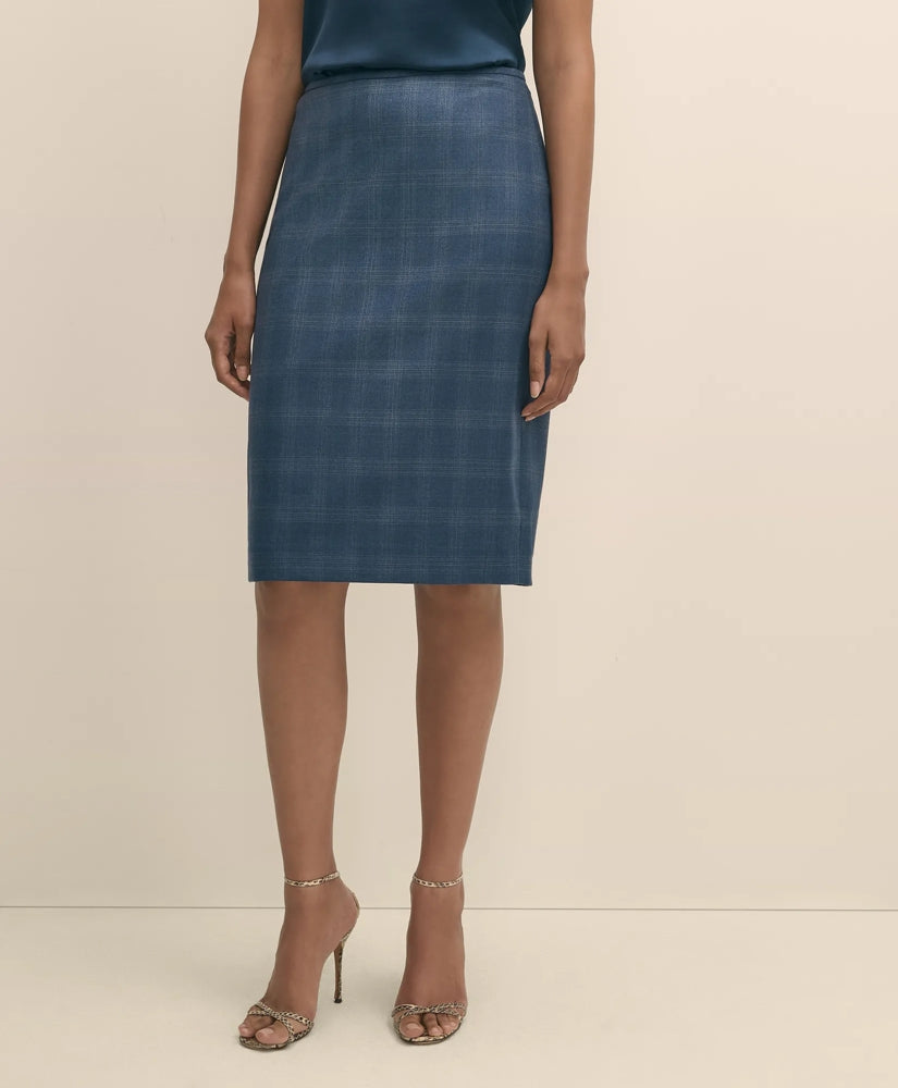 Wool-Silk Blend Plaid Pencil Skirt | Brooks Brothers for sale