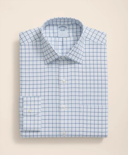Brooks Brothers Explorer Collection Non-Iron Twill Ainsley Collar, Windowpane Dress Shirt | Brooks Brothers for sale