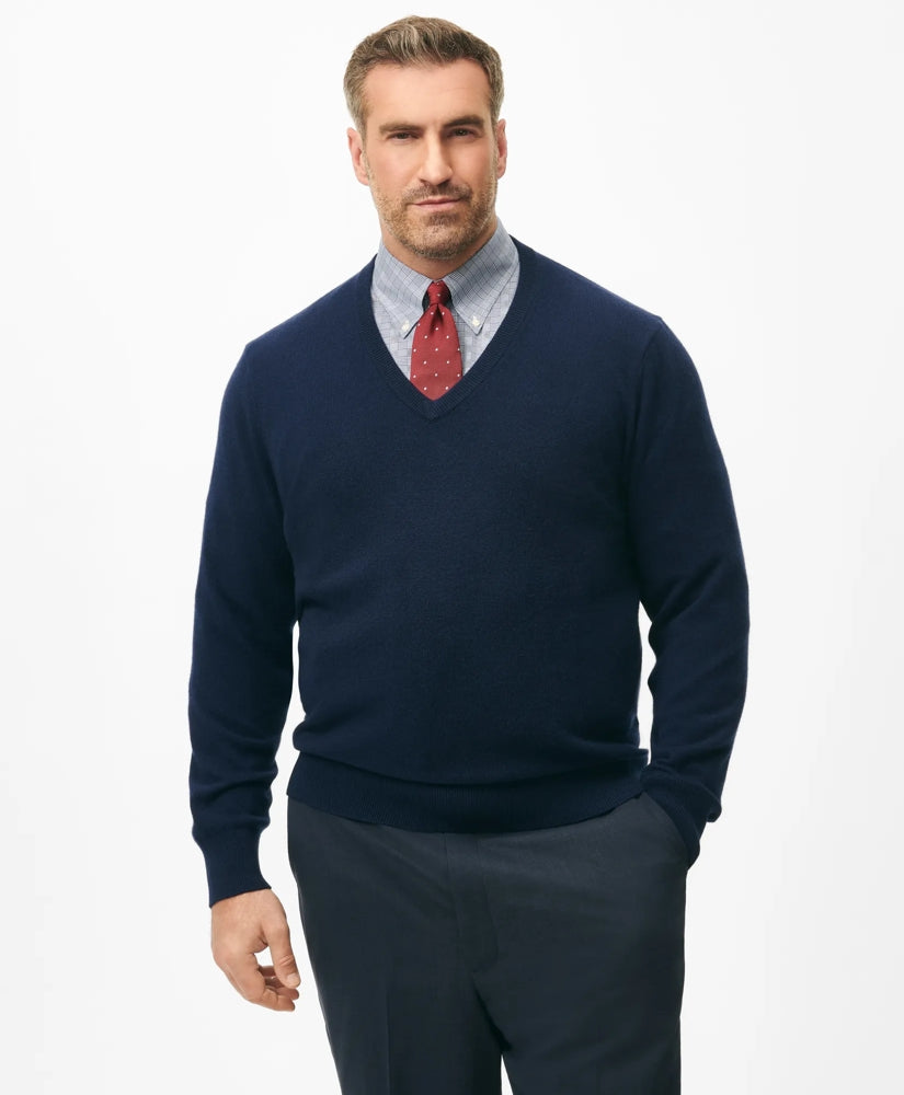 Big & Tall 3-Ply Cashmere V-Neck Sweater | Brooks Brothers on sale