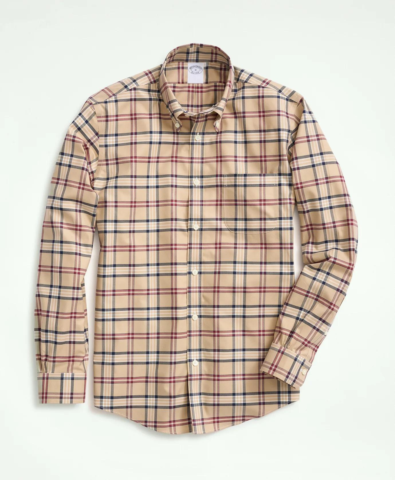 Stretch Supima® Cotton Non-Iron Twill Polo Button Down Collar, Tartan Shirt | Brooks Brothers discount