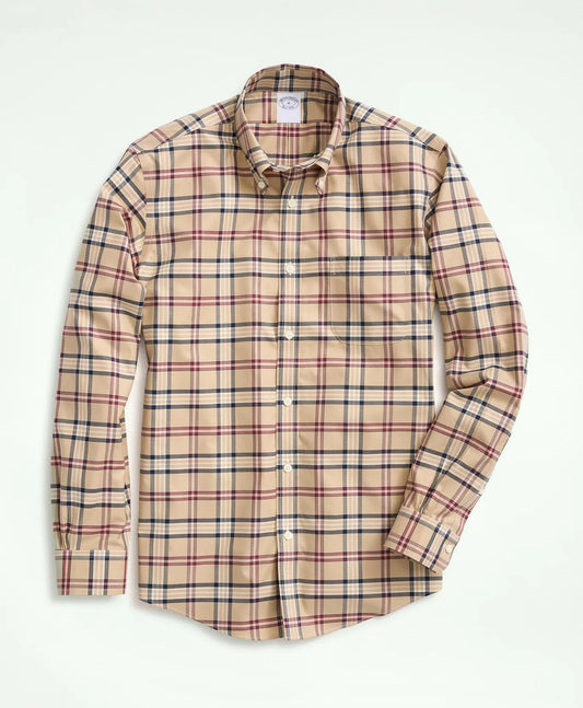 Stretch Supima® Cotton Non-Iron Twill Polo Button Down Collar, Tartan Shirt | Brooks Brothers discount