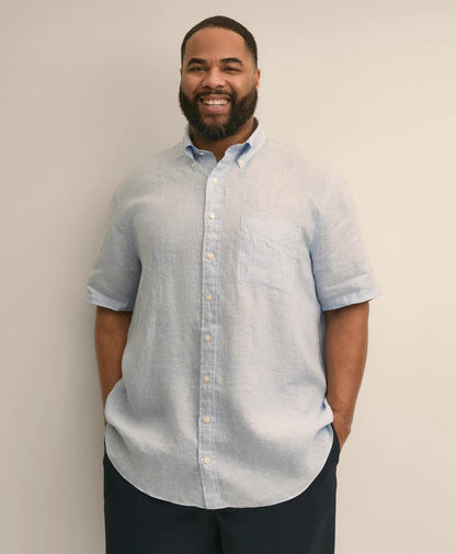 Big & Tall Sport Shirt, Short-Sleeve Irish Linen | Brooks Brothers online