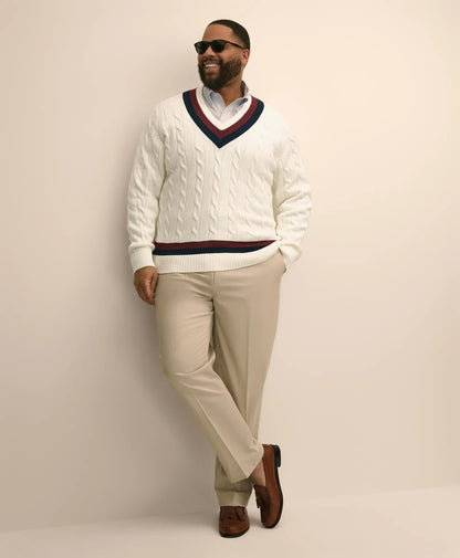 Big & Tall Supima® Cotton Cable Tennis Sweater | Brooks Brothers sale