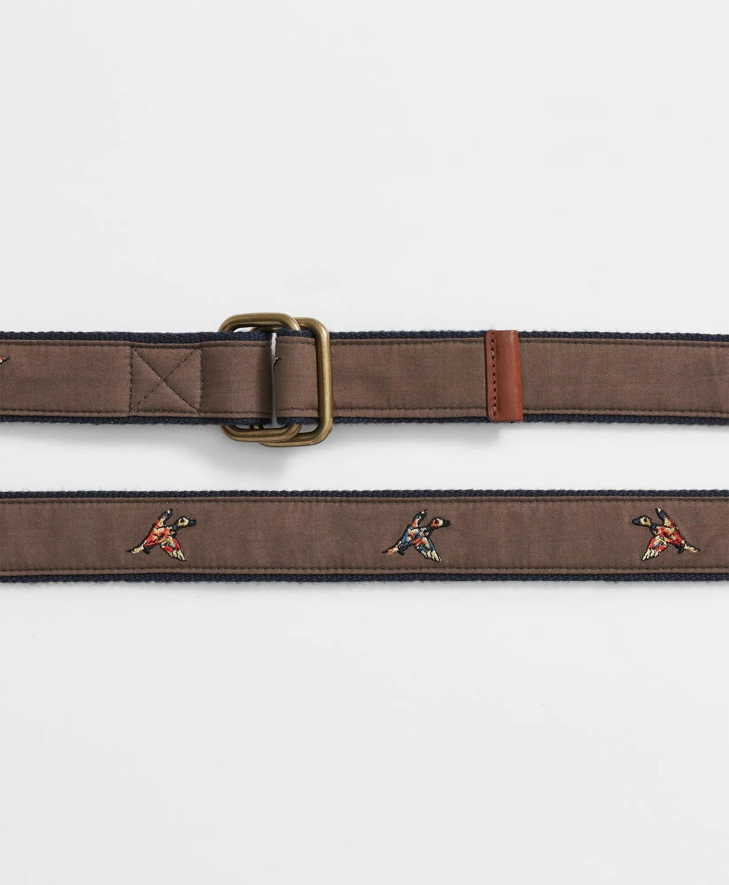 Duck Embroidered Leather Tab D-Ring Belt | Brooks Brothers sale