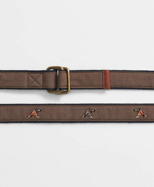 Duck Embroidered Leather Tab D-Ring Belt | Brooks Brothers sale