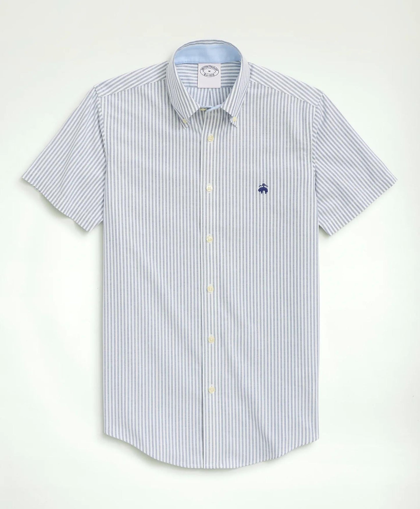Stretch Non-Iron Oxford Button-Down Collar, Bengal Stripe Short- Sleeve Sport Shirt | Brooks Brothers sale