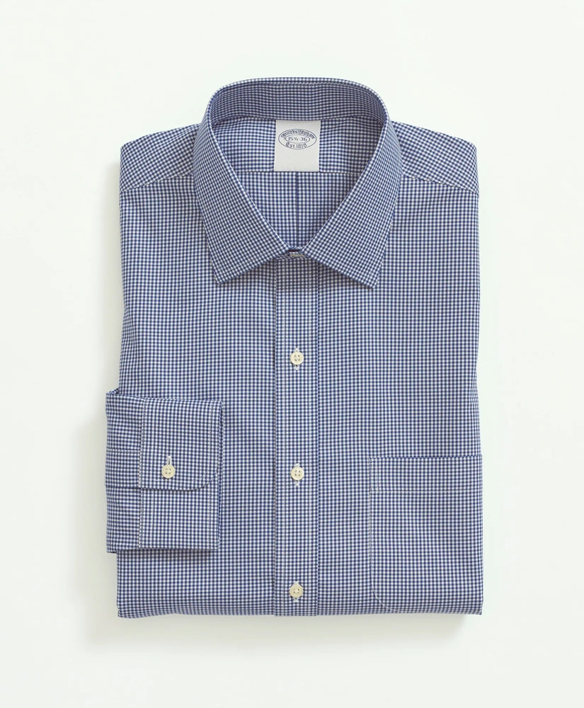 Stretch Supima® Cotton Non-Iron Pinpoint Oxford Ainsley Collar, Gingham Dress Shirt | Brooks Brothers online shop