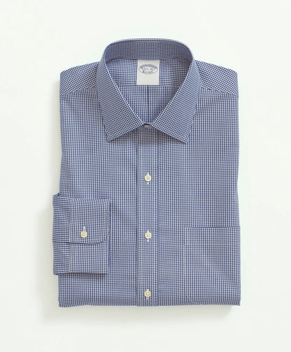 Stretch Supima® Cotton Non-Iron Pinpoint Oxford Ainsley Collar, Gingham Dress Shirt | Brooks Brothers online shop