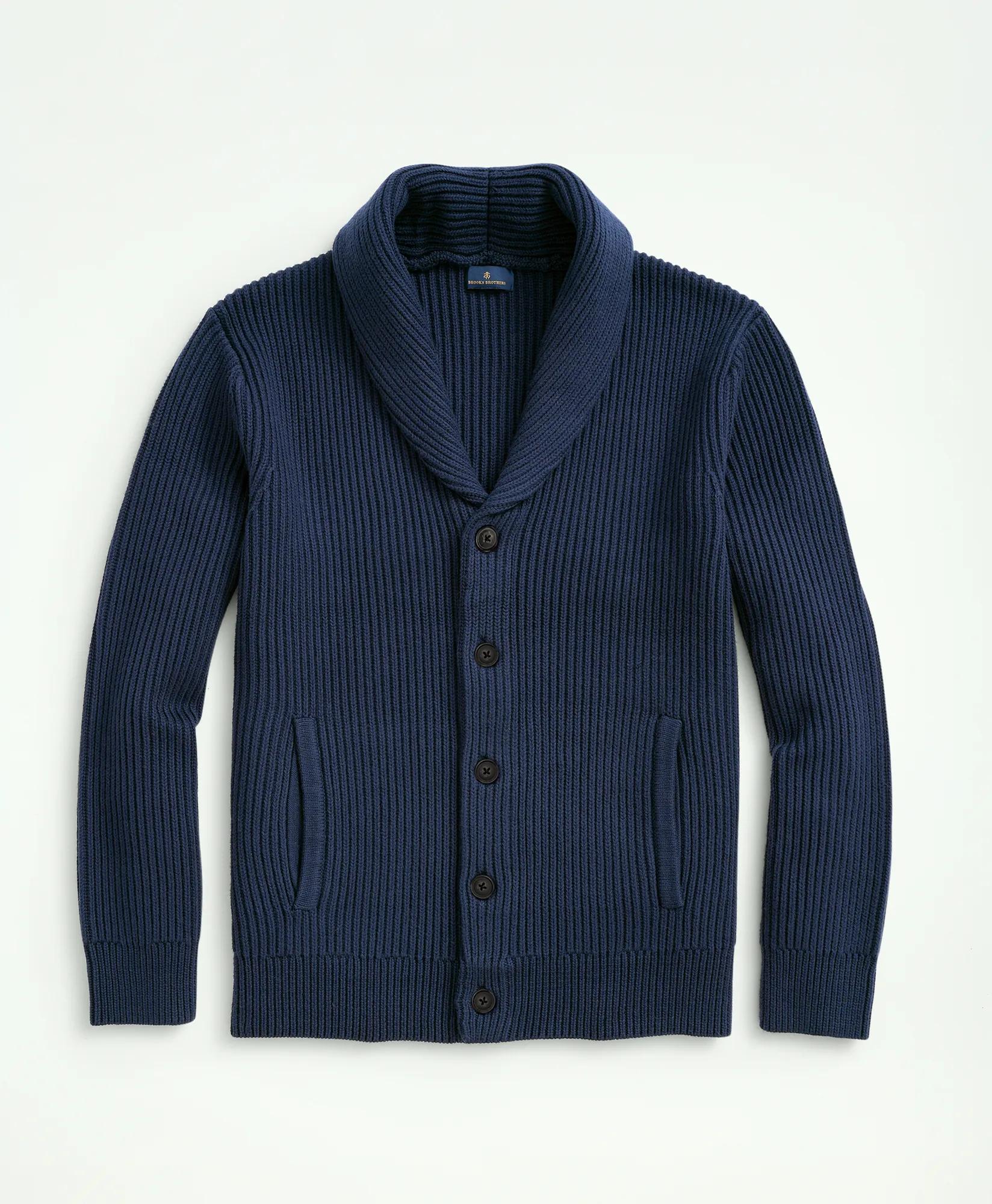 Ribbed Cotton Shawl Collar Cardigan | Brooks Brothers on sale