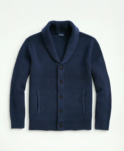 Ribbed Cotton Shawl Collar Cardigan | Brooks Brothers on sale