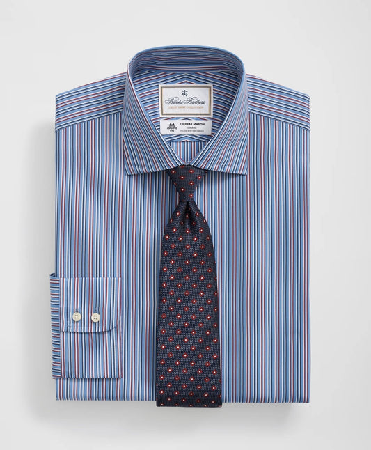 Brooks Brothers X Thomas Mason® Cotton English Collar, Multi-Striped Dress Shirt | Brooks Brothers online