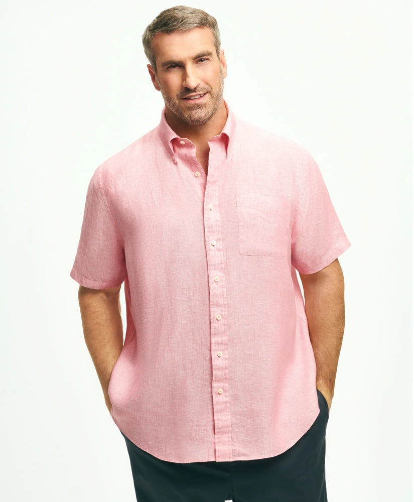 Big & Tall Sport Shirt, Short-Sleeve Irish Linen | Brooks Brothers online - US 9250