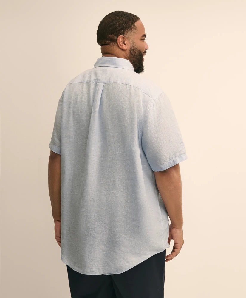 Big & Tall Sport Shirt, Short-Sleeve Irish Linen | Brooks Brothers online