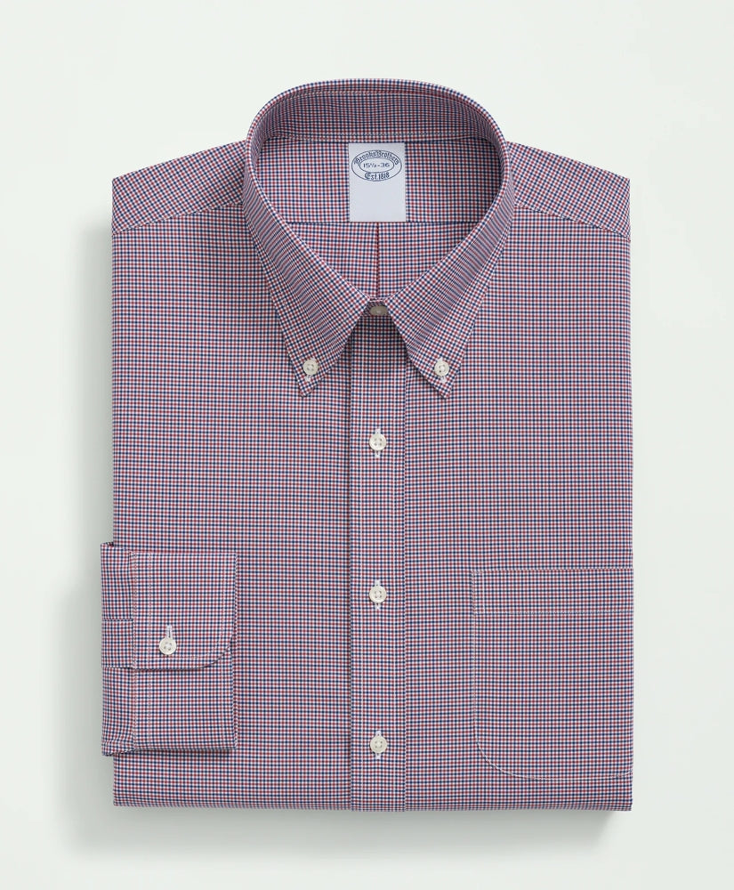 Big & Tall Stretch Supima® Cotton Non-Iron Poplin Polo Button-Down Collar, Checked Dress Shirt | Brooks Brothers cheap