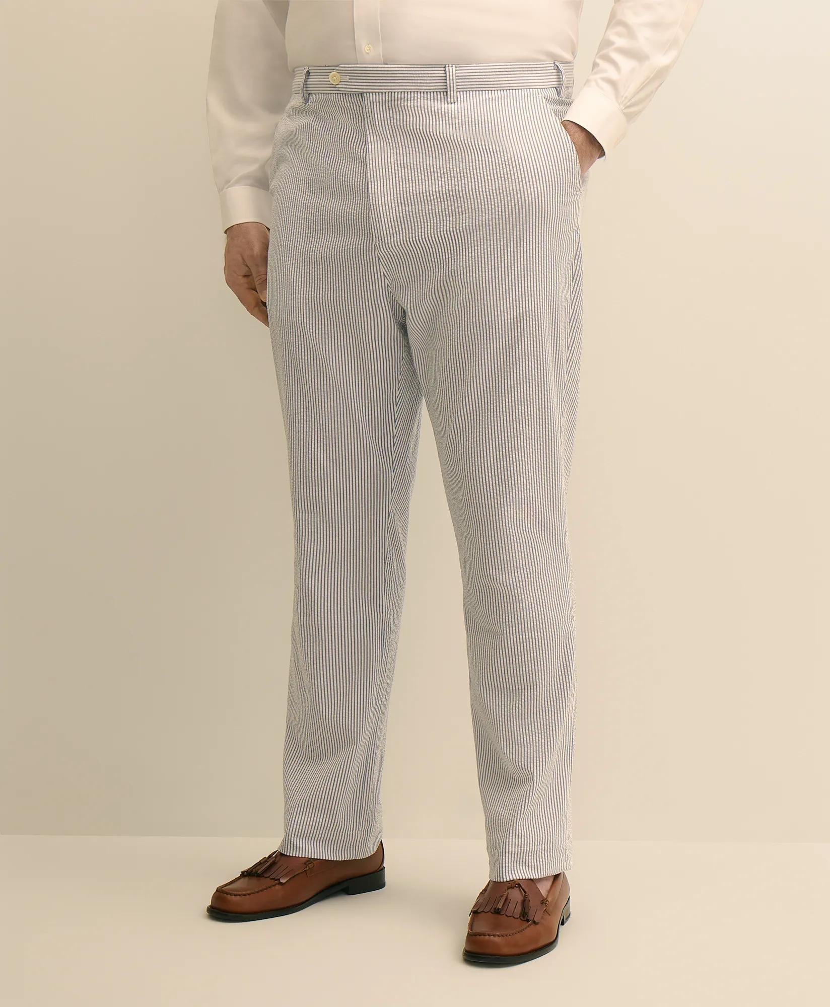 Big & Tall Cotton Seersucker Pants | Brooks Brothers online