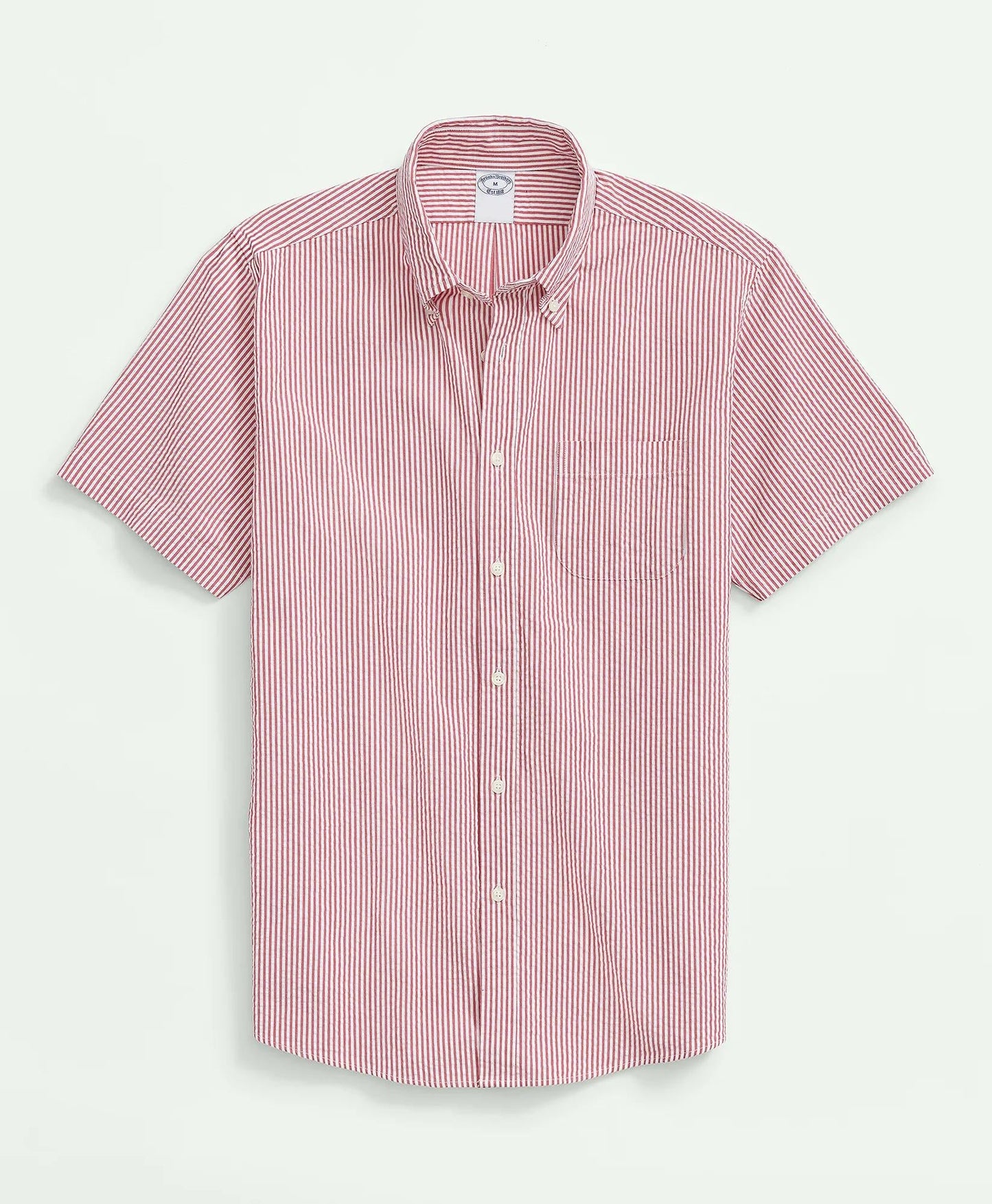 Washed Cotton Seersucker Button-Down Collar, Stripe Short-Sleeve Sport Shirt | Brooks Brothers cheap