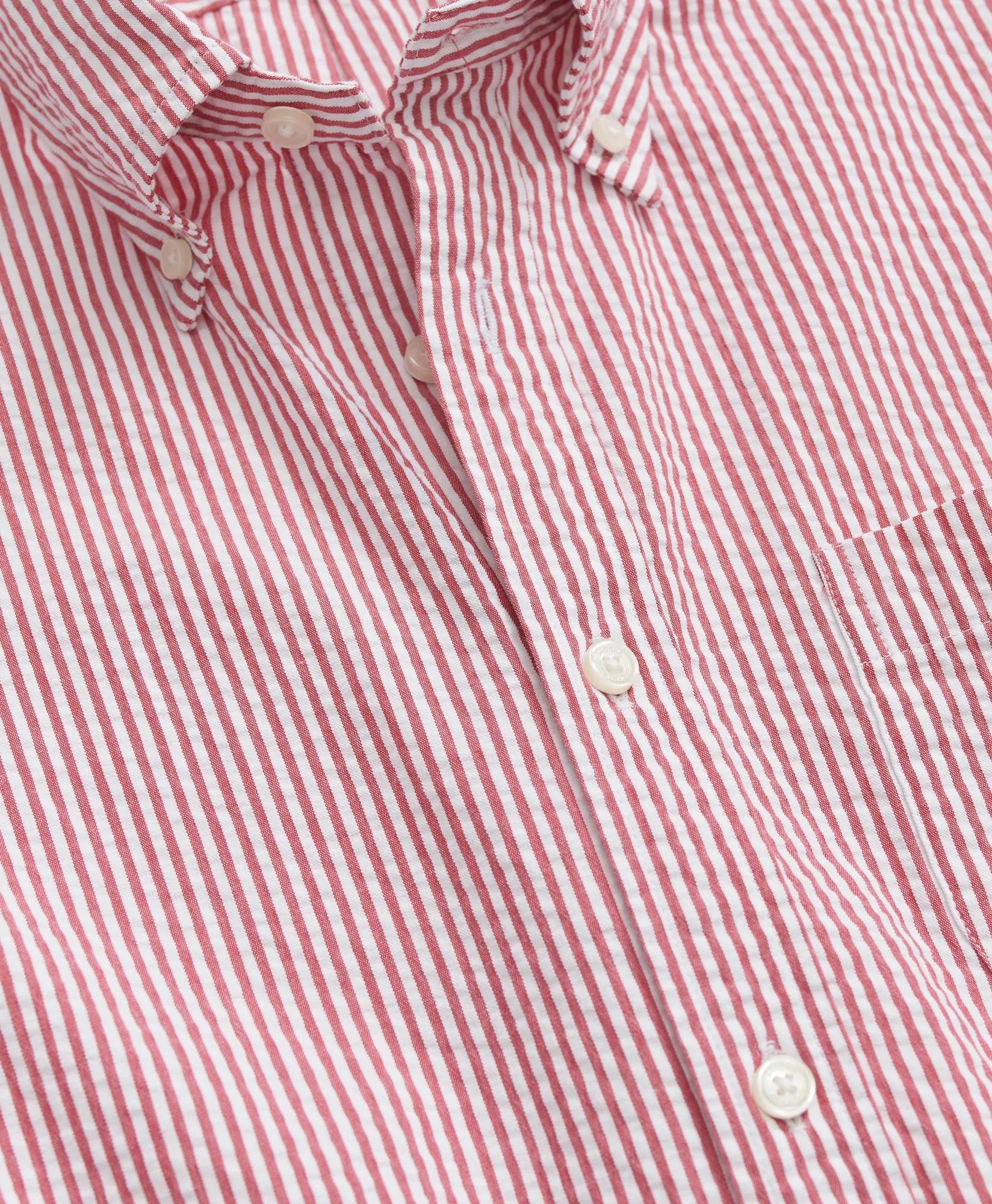 Washed Cotton Seersucker Button-Down Collar, Stripe Short-Sleeve Sport Shirt | Brooks Brothers cheap