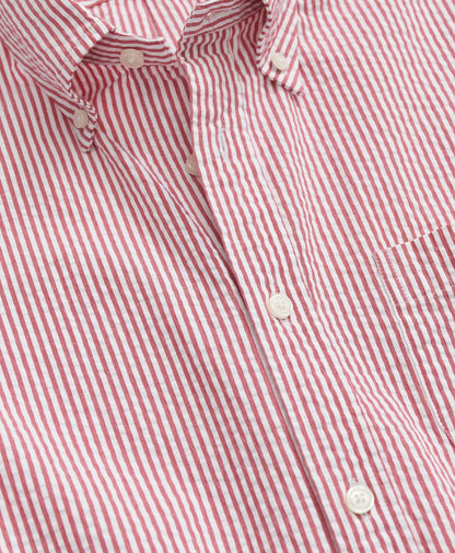 Washed Cotton Seersucker Button-Down Collar, Stripe Short-Sleeve Sport Shirt | Brooks Brothers cheap