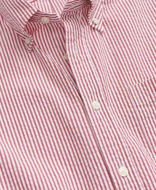 Washed Cotton Seersucker Button-Down Collar, Stripe Short-Sleeve Sport Shirt | Brooks Brothers cheap
