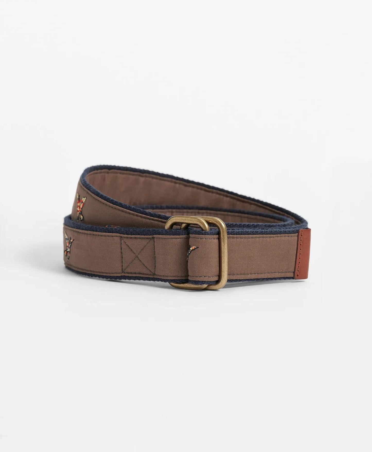 Duck Embroidered Leather Tab D-Ring Belt | Brooks Brothers sale