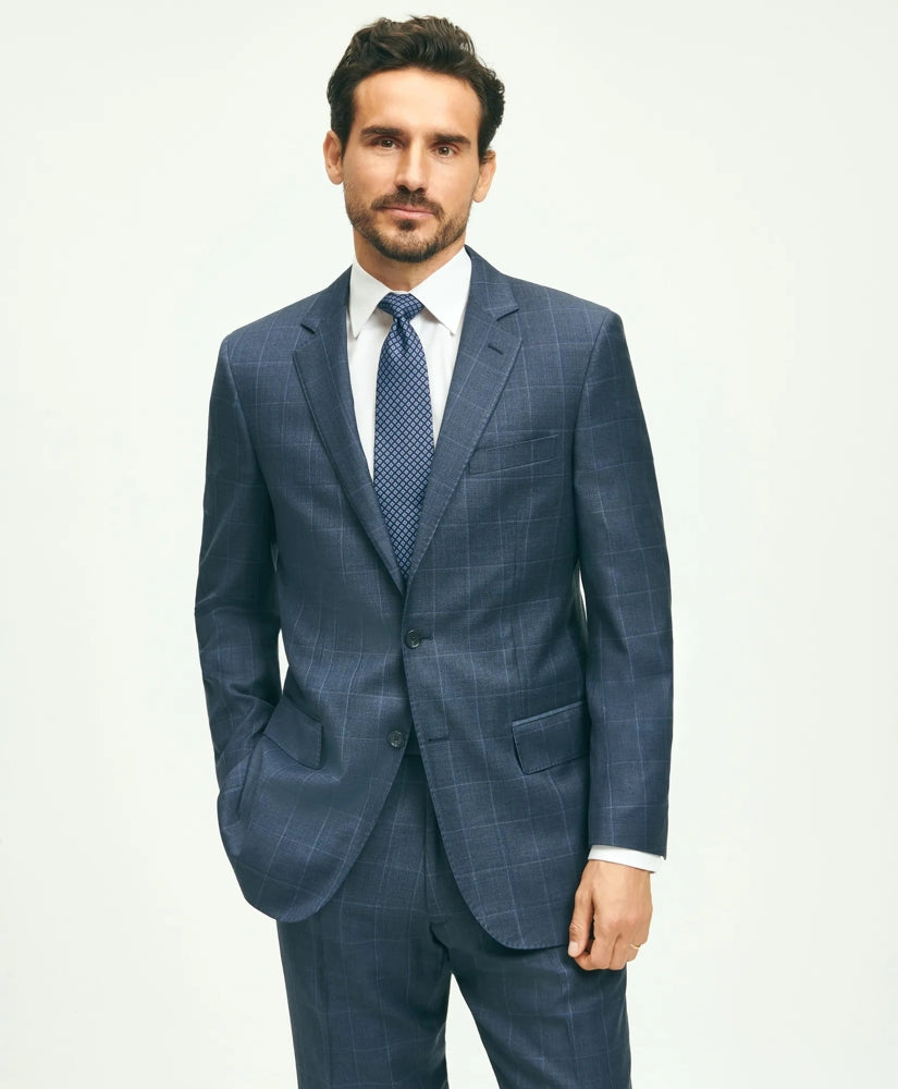 Traditional Fit Wool Windowpane 1818 Suit | Brooks Brothers online