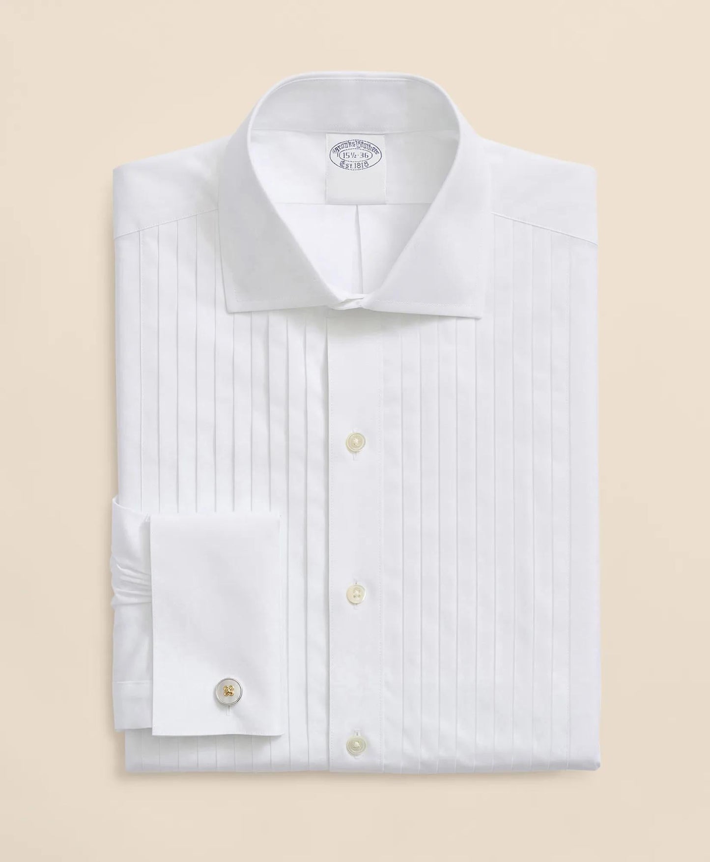 Stretch Cotton Broadcloth English Collar, 10-Pleat Tuxedo Shirt | Brooks Brothers on sale