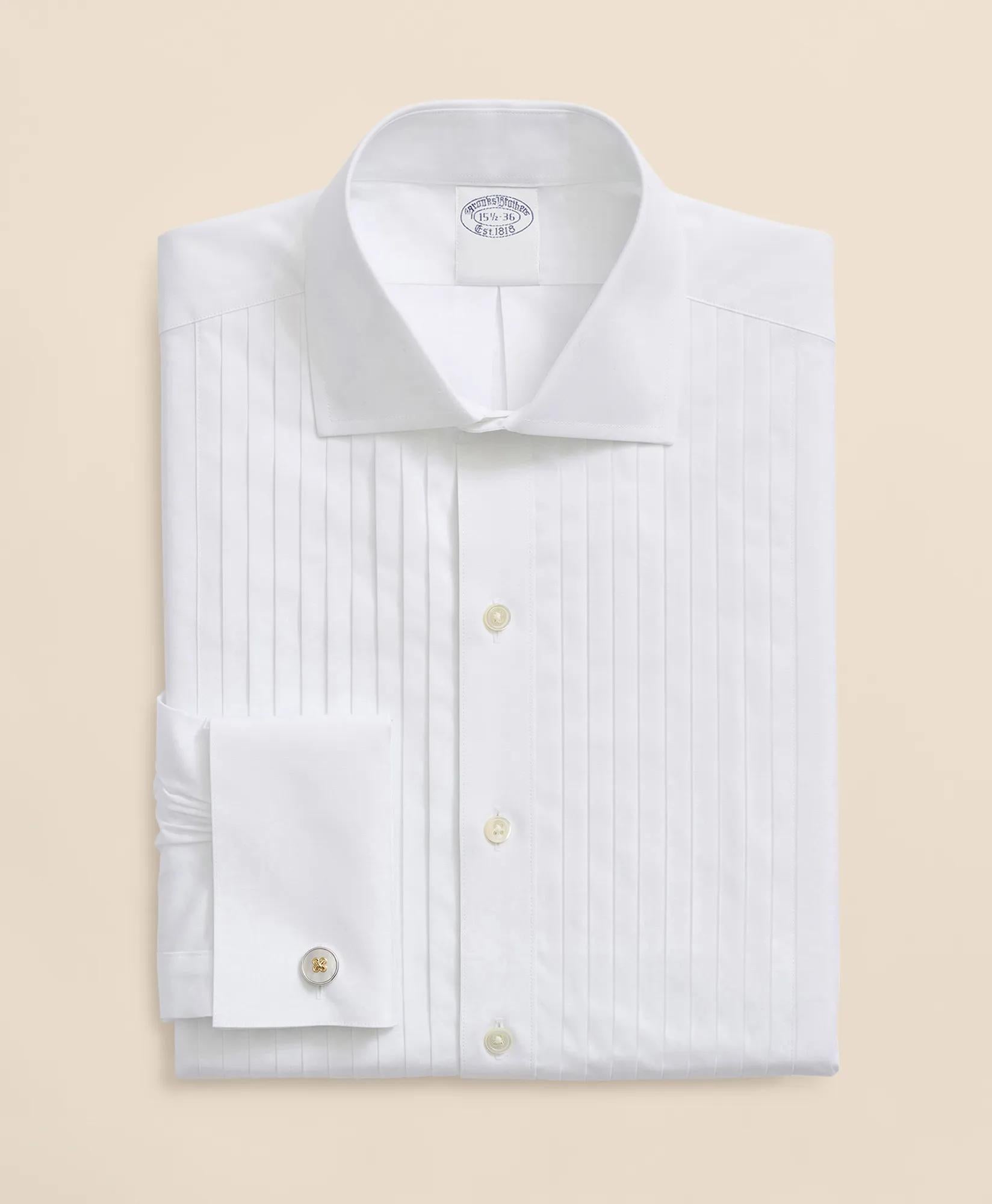Stretch Cotton Broadcloth English Collar, 10-Pleat Tuxedo Shirt | Brooks Brothers on sale