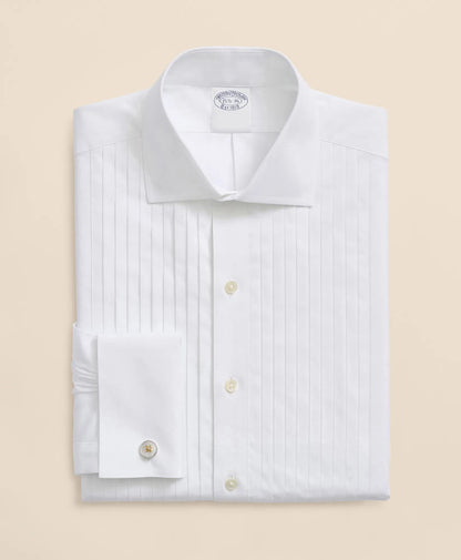 Stretch Cotton Broadcloth English Collar, 10-Pleat Tuxedo Shirt | Brooks Brothers on sale