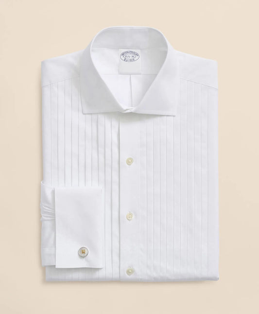 Stretch Cotton Broadcloth English Collar, 10-Pleat Tuxedo Shirt | Brooks Brothers on sale