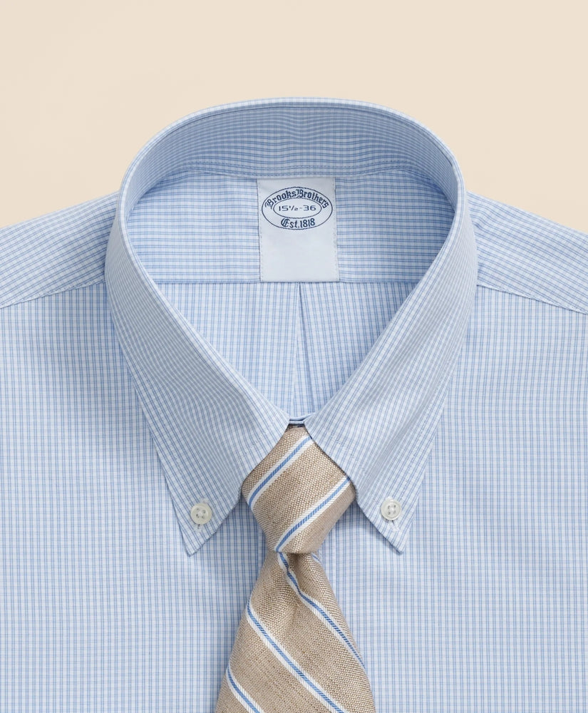 Pure Supima® Cotton Regular-Finish Polo Button Down Collar, Micro Windowpane Dress Shirt | Brooks Brothers discount