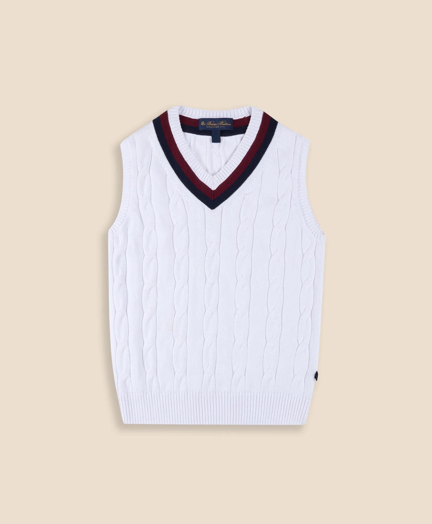 Boys Classic Cable Knit Tennis Vest | Brooks Brothers on sale